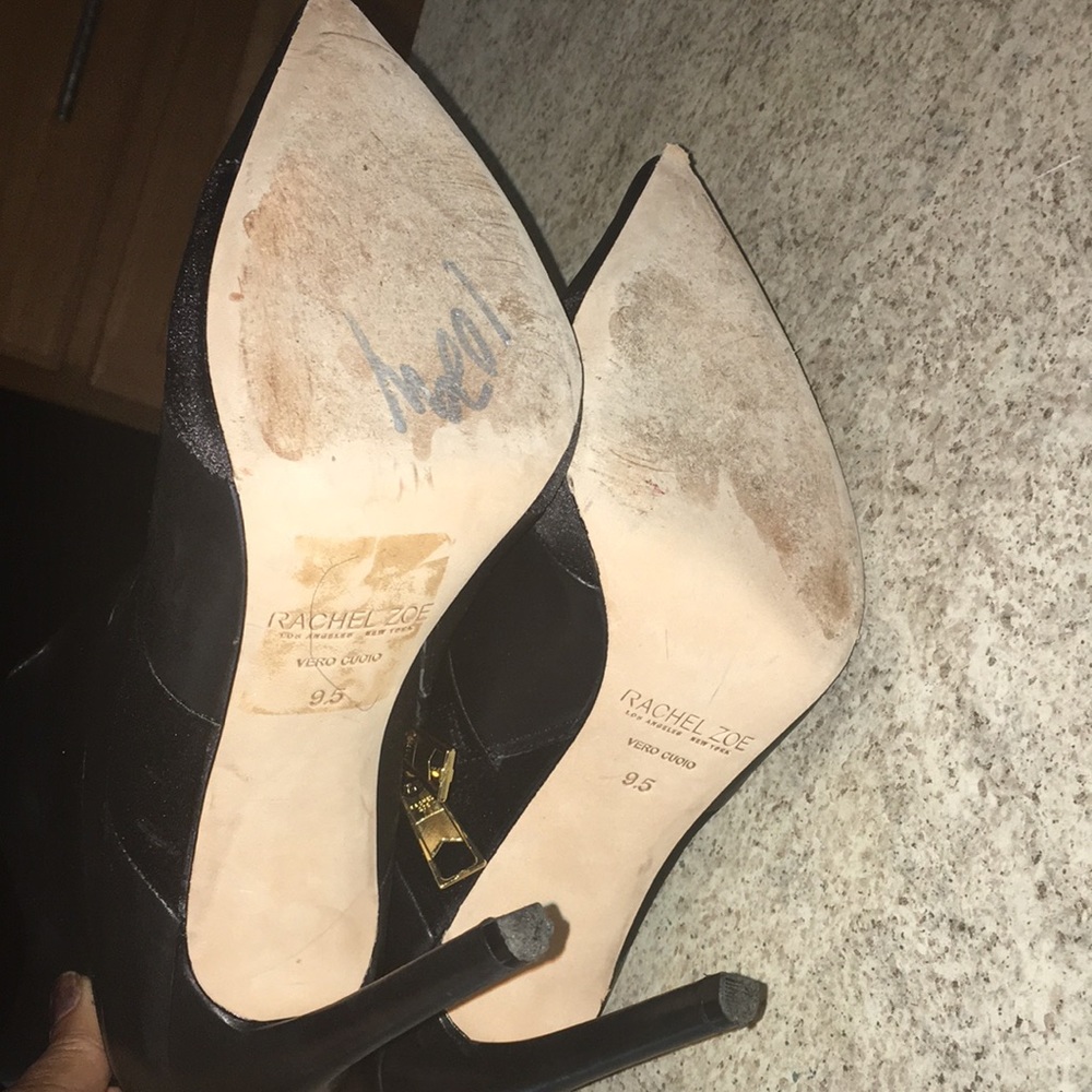 RACHEL ZOE REAL LEATHER N SATIN LEATHER SOLED BADAZZ STILETTO BOOTIES SI… - Picture 7 of 12